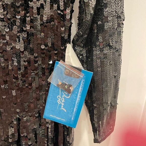 Mac Duggal  Beaded Neckline Sequins Black 
Long Sleeve Dress.Size 6 - Picture 13 of 16